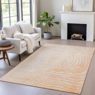Piper Looms Chantille Swirls ACN2107 Orange Machine Washable Area Rug Lifestyle Image Feature