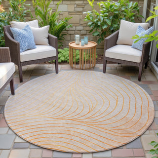 Piper Looms Chantille Swirls ACN2107 Orange Machine Washable Area Rug Round Outdoor Lifestyle Image Feature