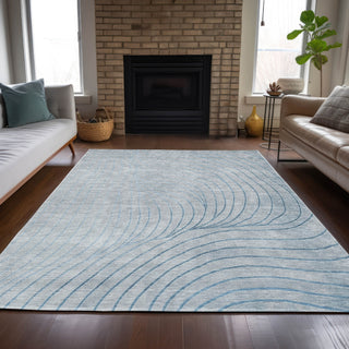 Piper Looms Chantille Swirls ACN2107 Sky Machine Washable Area Rug Lifestyle Image Feature