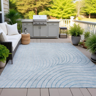Piper Looms Chantille Swirls ACN2107 Sky Machine Washable Area Rug Outdoor Lifestyle Image Feature