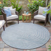 Piper Looms Chantille Swirls ACN2107 Sky Machine Washable Area Rug Round Outdoor Lifestyle Image Feature