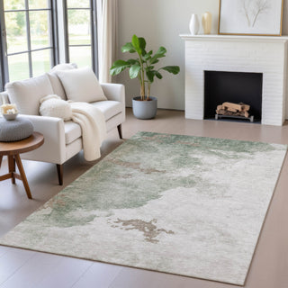 Piper Looms Chantille Abstract ACN2108 Aloe Machine Washable Area Rug Lifestyle Image Feature