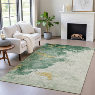 Piper Looms Chantille Abstract ACN2108 Emerald Machine Washable Area Rug Lifestyle Image Feature