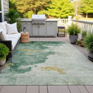 Piper Looms Chantille Abstract ACN2108 Emerald Machine Washable Area Rug Outdoor Lifestyle Image Feature