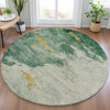 Piper Looms Chantille Abstract ACN2108 Emerald Machine Washable Area Rug Round Lifestyle Image Feature