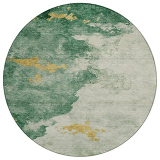Piper Looms Chantille Abstract ACN2108 Emerald Machine Washable Area Rug Round Main Image