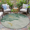 Piper Looms Chantille Abstract ACN2108 Emerald Machine Washable Area Rug Round Outdoor Lifestyle Image Feature