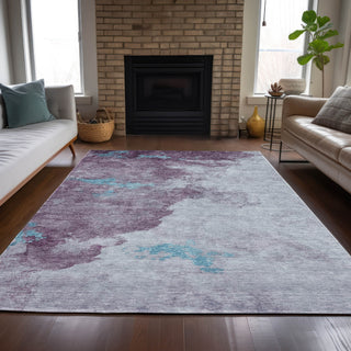 Piper Looms Chantille Abstract ACN2108 Lavender Machine Washable Area Rug Lifestyle Image Feature