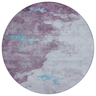 Piper Looms Chantille Abstract ACN2108 Lavender Machine Washable Area Rug Round Main Image