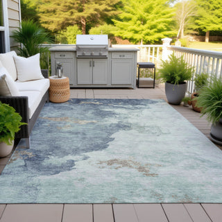 Piper Looms Chantille Abstract ACN2108 Seafoam Machine Washable Area Rug Outdoor Lifestyle Image Feature