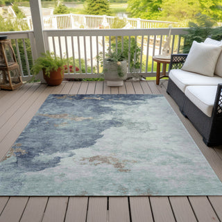Piper Looms Chantille Abstract ACN2108 Seafoam Machine Washable Area Rug Outdoor Lifestyle Image Feature