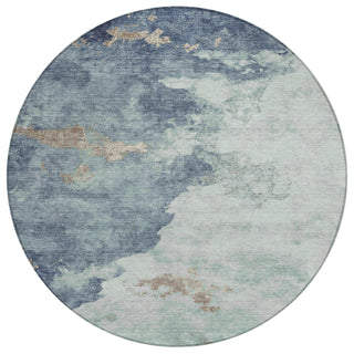 Piper Looms Chantille Abstract ACN2108 Seafoam Machine Washable Area Rug Round Main Image