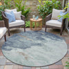 Piper Looms Chantille Abstract ACN2108 Seafoam Machine Washable Area Rug Round Outdoor Lifestyle Image Feature