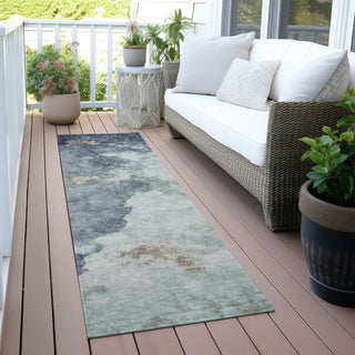Piper Looms Chantille Abstract ACN2108 Seafoam Machine Washable Area Rug Runner Outdoor Lifestyle Image Feature