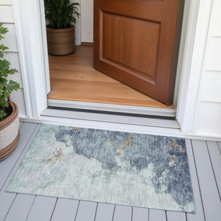 Piper Looms Chantille Abstract ACN2108 Seafoam Machine Washable Area Rug Scatter Outdoor Lifestyle Image Feature