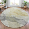 Piper Looms Chantille Abstract ACN2109 Beige Machine Washable Area Rug Round Lifestyle Image Feature