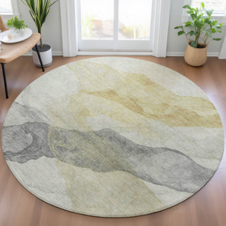 Piper Looms Chantille Abstract ACN2109 Beige Machine Washable Area Rug Round Lifestyle Image Feature
