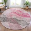Piper Looms Chantille Abstract ACN2109 Blush Machine Washable Area Rug Round Lifestyle Image Feature