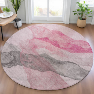 Piper Looms Chantille Abstract ACN2109 Blush Machine Washable Area Rug Round Lifestyle Image Feature