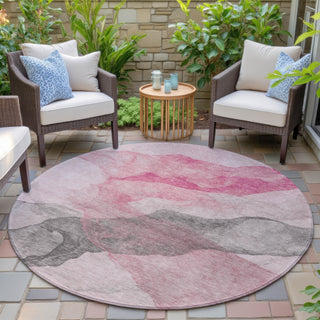 Piper Looms Chantille Abstract ACN2109 Blush Machine Washable Area Rug Round Outdoor Lifestyle Image Feature
