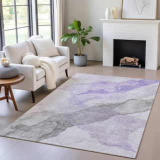 Piper Looms Chantille Abstract ACN2109 Lavender Machine Washable Area Rug Lifestyle Image Feature