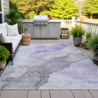 Piper Looms Chantille Abstract ACN2109 Lavender Machine Washable Area Rug Outdoor Lifestyle Image Feature
