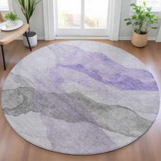 Piper Looms Chantille Abstract ACN2109 Lavender Machine Washable Area Rug Round Lifestyle Image Feature
