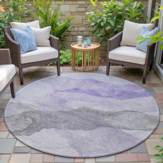 Piper Looms Chantille Abstract ACN2109 Lavender Machine Washable Area Rug Round Outdoor Lifestyle Image Feature
