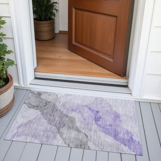 Piper Looms Chantille Abstract ACN2109 Lavender Machine Washable Area Rug Scatter Outdoor Lifestyle Image Feature