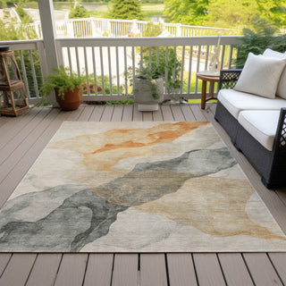 Piper Looms Chantille Abstract ACN2109 Orange Machine Washable Area Rug Outdoor Lifestyle Image Feature