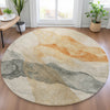 Piper Looms Chantille Abstract ACN2109 Orange Machine Washable Area Rug Round Lifestyle Image Feature