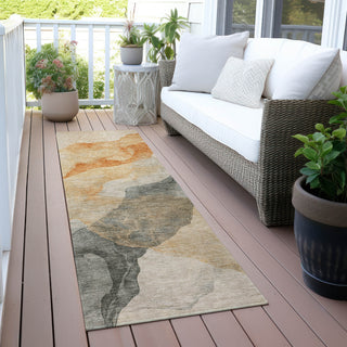 Piper Looms Chantille Abstract ACN2109 Orange Machine Washable Area Rug Runner Outdoor Lifestyle Image Feature