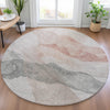 Piper Looms Chantille Abstract ACN2109 Salmon Machine Washable Area Rug Round Lifestyle Image Feature