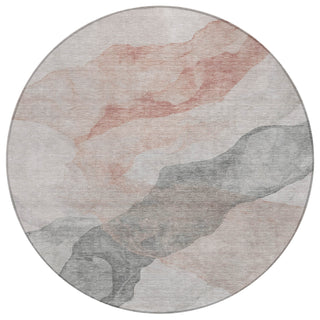 Piper Looms Chantille Abstract ACN2109 Salmon Machine Washable Area Rug Round Main Image