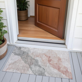 Piper Looms Chantille Abstract ACN2109 Salmon Machine Washable Area Rug Scatter Outdoor Lifestyle Image Feature