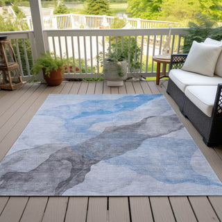 Piper Looms Chantille Abstract ACN2109 Sky Machine Washable Area Rug Outdoor Lifestyle Image Feature