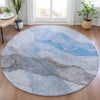 Piper Looms Chantille Abstract ACN2109 Sky Machine Washable Area Rug Round Lifestyle Image Feature
