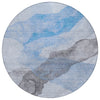 Piper Looms Chantille Abstract ACN2109 Sky Machine Washable Area Rug Round Main Image