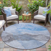 Piper Looms Chantille Abstract ACN2109 Sky Machine Washable Area Rug Round Outdoor Lifestyle Image Feature