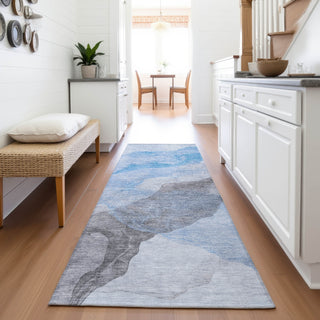 Piper Looms Chantille Abstract ACN2109 Sky Machine Washable Area Rug Runner Lifestyle Image Feature