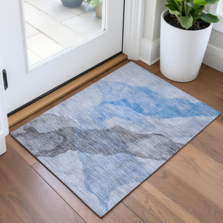 Piper Looms Chantille Abstract ACN2109 Sky Machine Washable Area Rug Scatter Lifestyle Image Feature