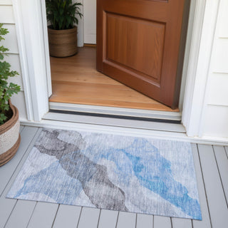 Piper Looms Chantille Abstract ACN2109 Sky Machine Washable Area Rug Scatter Outdoor Lifestyle Image Feature