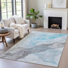 Piper Looms Chantille Abstract ACN2109 Teal Machine Washable Area Rug Lifestyle Image Feature