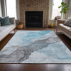 Piper Looms Chantille Abstract ACN2109 Teal Machine Washable Area Rug Lifestyle Image Feature