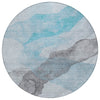 Piper Looms Chantille Abstract ACN2109 Teal Machine Washable Area Rug Round Main Image