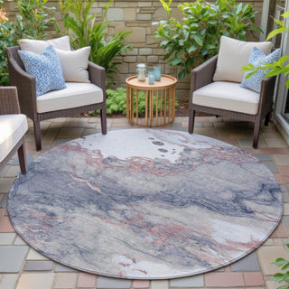 Piper Looms Chantille Abstract ACN2110 Blush Machine Washable Area Rug Round Outdoor Lifestyle Image Feature