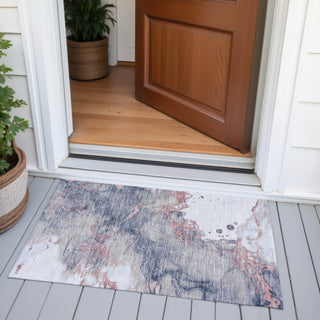 Piper Looms Chantille Abstract ACN2110 Blush Machine Washable Area Rug Scatter Outdoor Lifestyle Image Feature