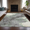 Piper Looms Chantille Abstract ACN2110 Green Machine Washable Area Rug Lifestyle Image Feature