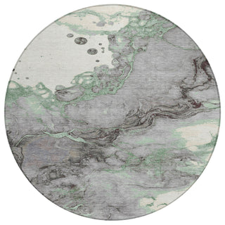 Piper Looms Chantille Abstract ACN2110 Green Machine Washable Area Rug Round Main Image