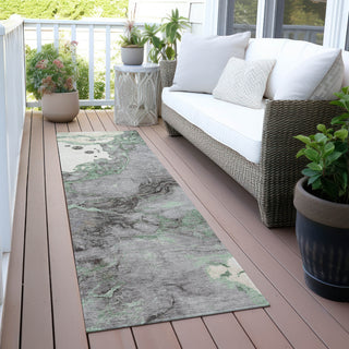 Piper Looms Chantille Abstract ACN2110 Green Machine Washable Area Rug Runner Outdoor Lifestyle Image Feature